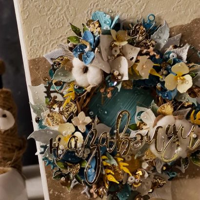 Велика вітальна об'ємна скрапбукінг листівка/конверт квіти