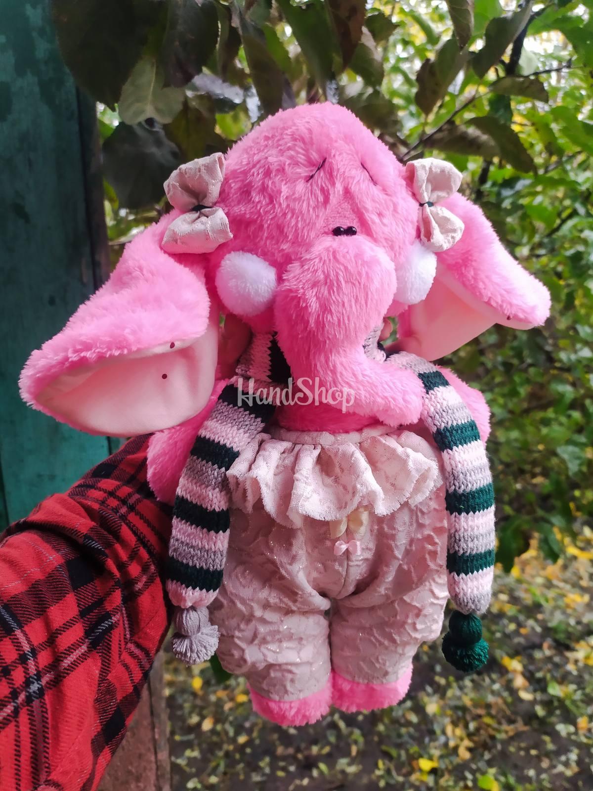 Велика рожева м'яка плюшева іграшка слонюша Велика рожева м'яка плюшева іграшка слонюша