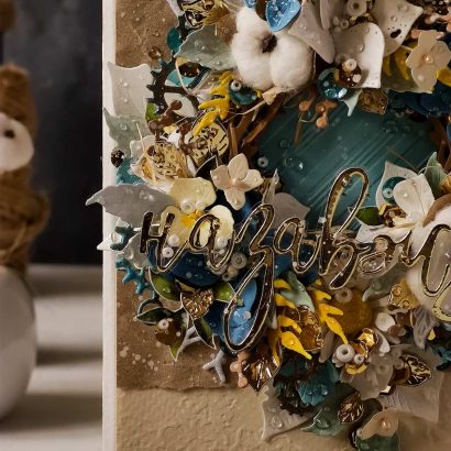 Велика вітальна об'ємна скрапбукінг листівка/конверт квіти