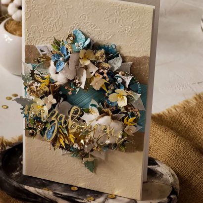 Велика вітальна об'ємна скрапбукінг листівка/конверт квіти