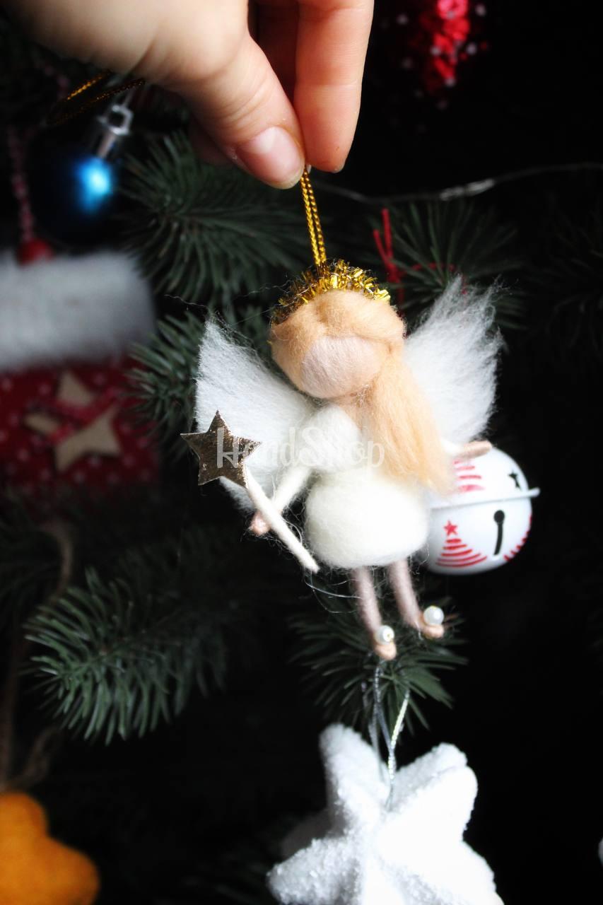 Кукла из шерсти новогодняя блондинка ангел Кукла из шерсти новогодняя блондинка ангел