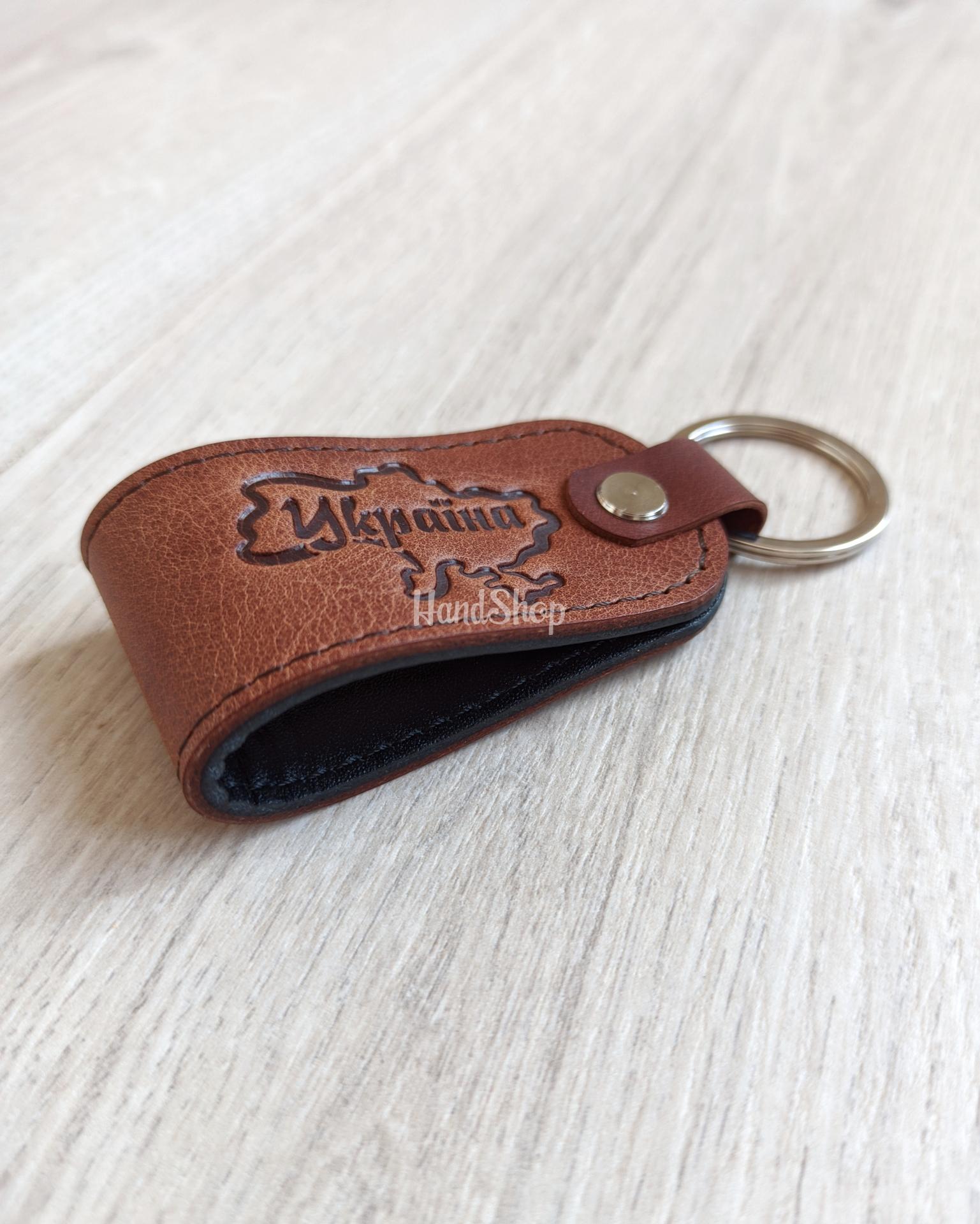Сувенир брелок для ключей Украина карта кожа brown Сувенир брелок для ключей Украина карта кожа brown