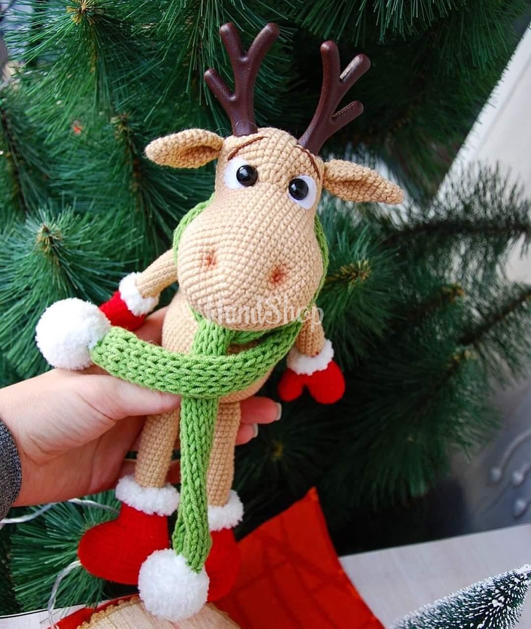 Новорічна іграшка олень Рудольф 2023 на Різдво Новорічна іграшка олень Рудольф 2023 на Різдво