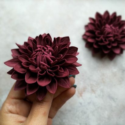 Резинки для волосся з квітами жоржини бордо, пара