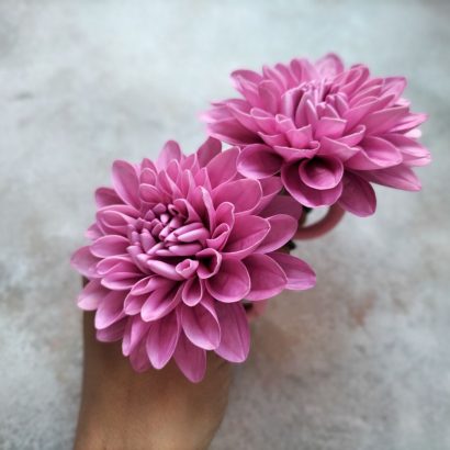Резинки для волосся квіти рожеві жоржини з фоамірану, пара