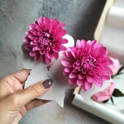 Резинки для волосся рожеві квіти жоржини фоаміран, пара
