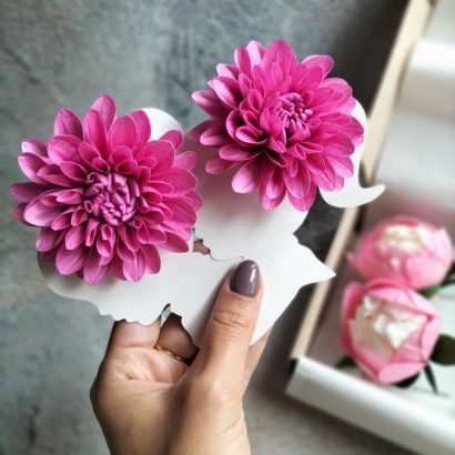 Резинки для волосся рожеві квіти жоржини фоаміран, пара