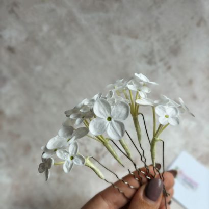 Шпильки для волосся квіти білий бузок фоаміран, 5 шт