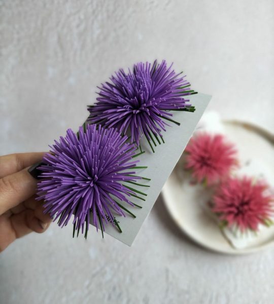 Зажими для волосся квіти фіолетові айстри, пара