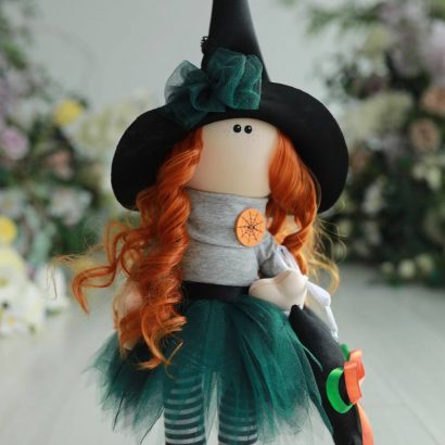 Інтер'єрна лялька Тільда руда відьма halloween
