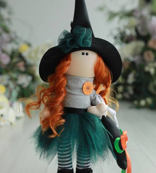 Інтер'єрна лялька Тільда руда відьма halloween