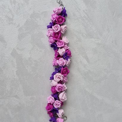 Набір прикрас кулон та браслет фіолетові квіти, глина