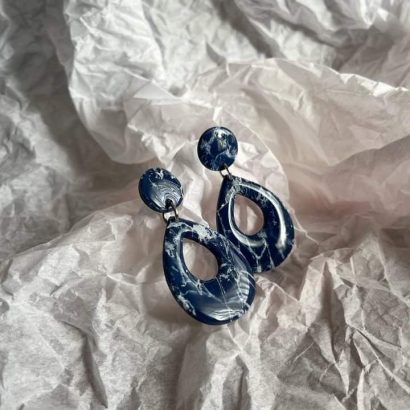 Жіночі сережки з полімерної глини сині овальні