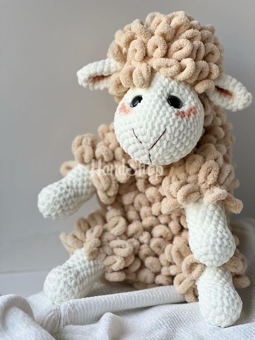 Велика дитяча в’язана іграшка гачком пухнаста вівця Велика дитяча в’язана іграшка гачком пухнаста вівця