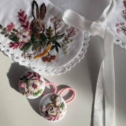 Дитячі резинки для волосся квіта та зайчик на Великдень, 2 шт