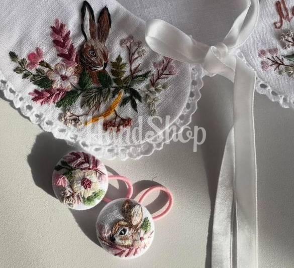 Дитячі резинки для волосся квіта та зайчик на Великдень, 2 шт Дитячі резинки для волосся квіта та зайчик на Великдень, 2 шт