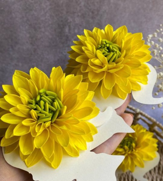 Квіти жовті жоржини з фоамірану резинки для волосся, пара