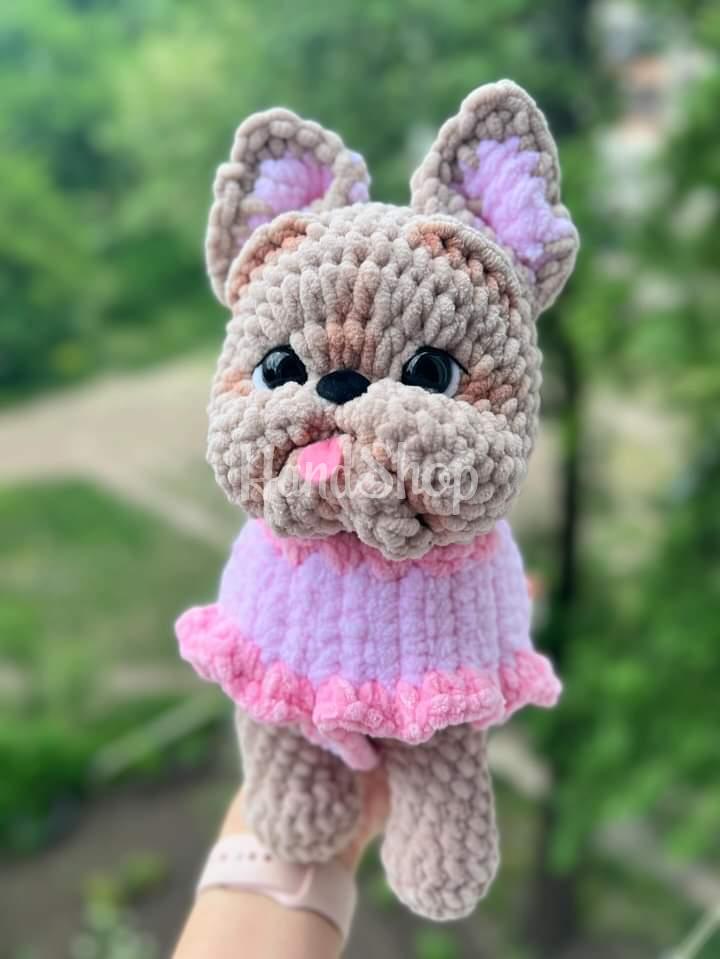 Авторська м’яка в'язана іграшка песик ручної роботи Авторська м’яка в'язана іграшка песик ручної роботи