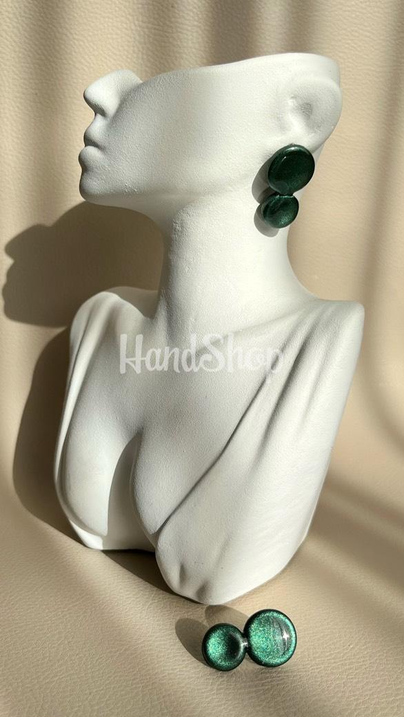 Стильні жіночі святкові сережки геометричні круглі, смола Стильні жіночі святкові сережки геометричні круглі, смола