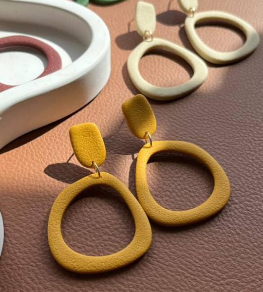 Авторські геометричні сережки з полімерної глини (на вибір)