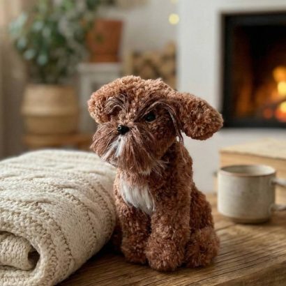 Авторська в’язана іграшка песик породи мальтипу сувенір