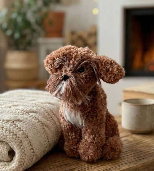 Авторська в’язана іграшка песик породи мальтипу сувенір