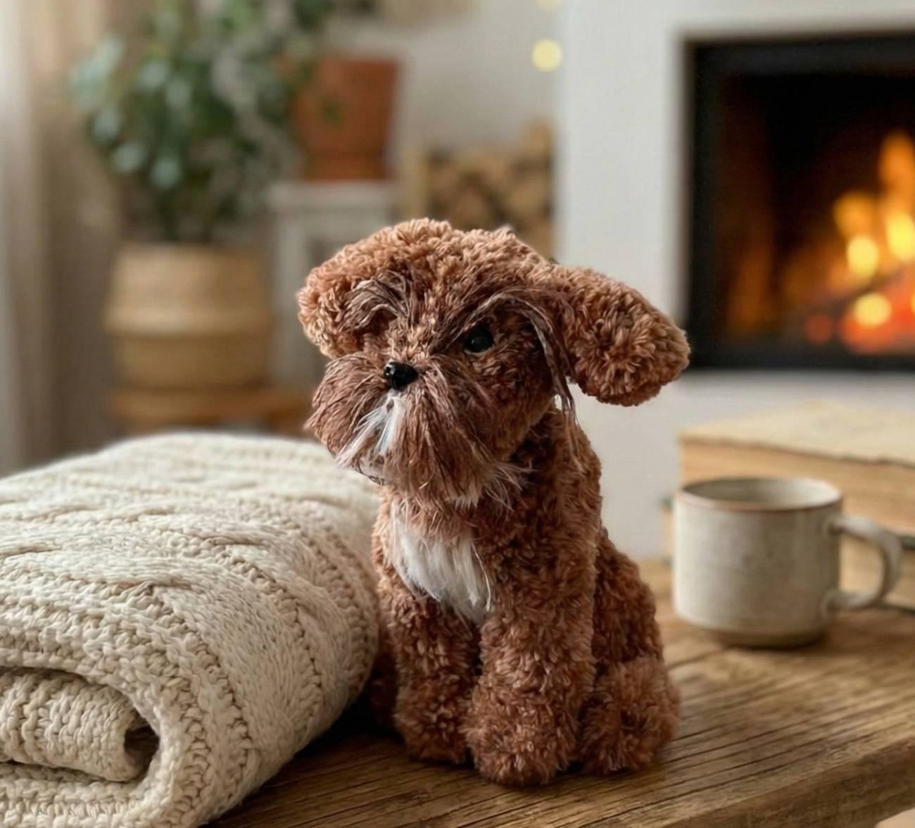 Авторська в’язана іграшка песик породи мальтипу сувенір Авторська в’язана іграшка песик породи мальтипу сувенір