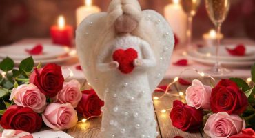 Лялька-валентинка ангел з сердечком та німбом ручної роботи: подарунок, що говорить мовою почуттів Лялька-валентинка ангел з сердечком та німбом ручної роботи: подарунок, що говорить мовою почуттів