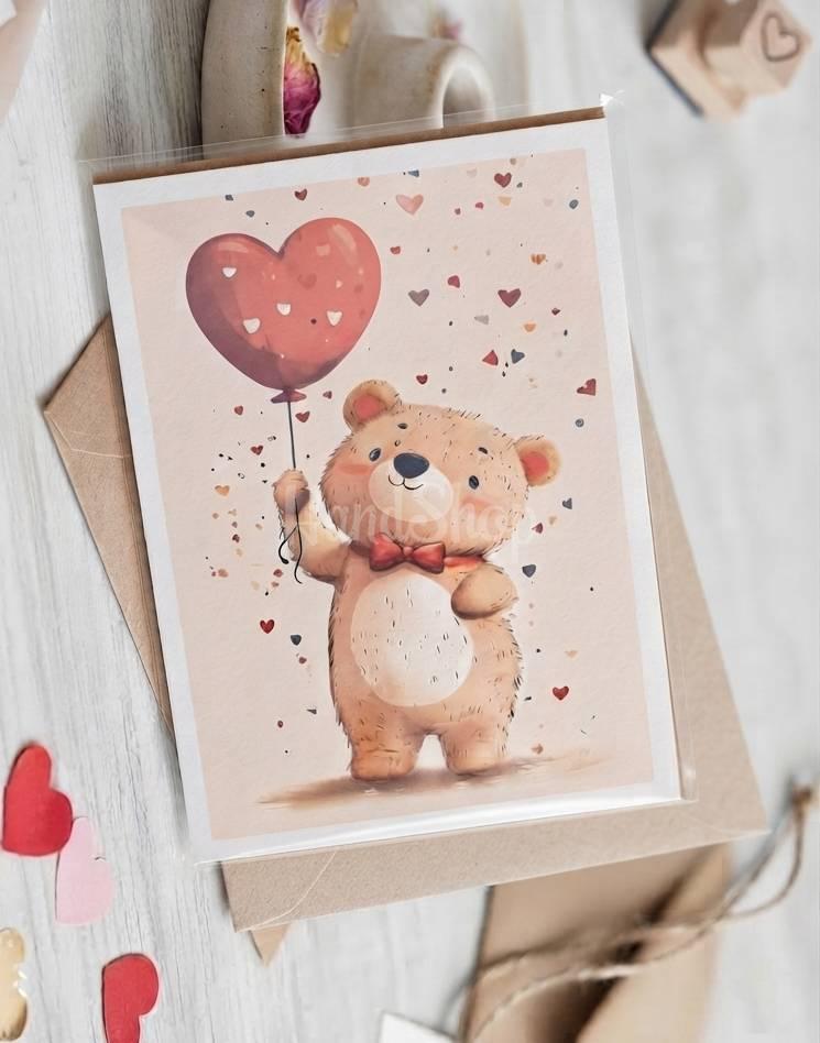 Романтическая красивая открытка валентинка медведь Teddy Bear — фото 2