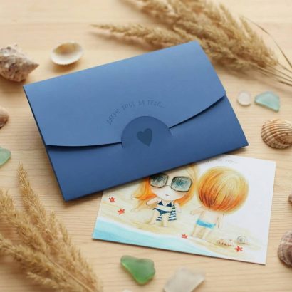 Хендмейд мальована морська листівка валентинка в конверті