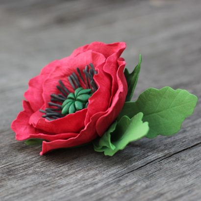 Зажим/броши червоний мак