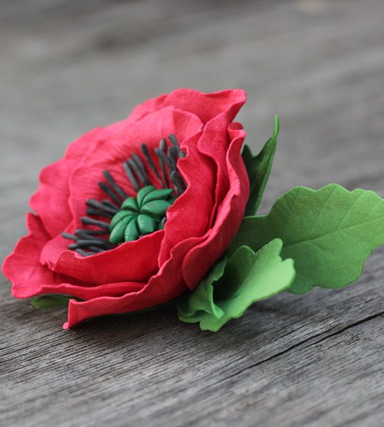 Зажим/броши червоний мак