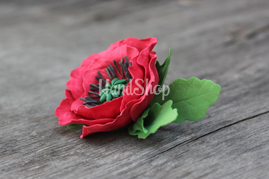 Зажим/броши червоний мак Зажим/броши червоний мак