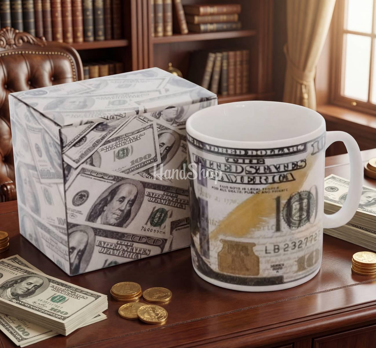 Оригінальна велика чоловіча чашка 100 $, кераміка 800 мл Оригінальна велика чоловіча чашка 100 $, кераміка 800 мл