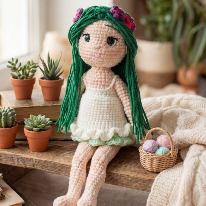В'язана іграшка лялька ігрова лісова Мавка україночка у сукні