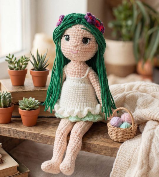 В'язана іграшка лялька ігрова лісова Мавка україночка у сукні