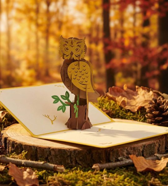 Об’ємна листівка ручної роботи сова на день народження