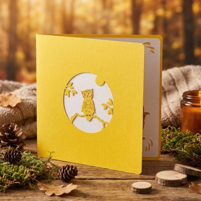 Об’ємна листівка ручної роботи сова на день народження