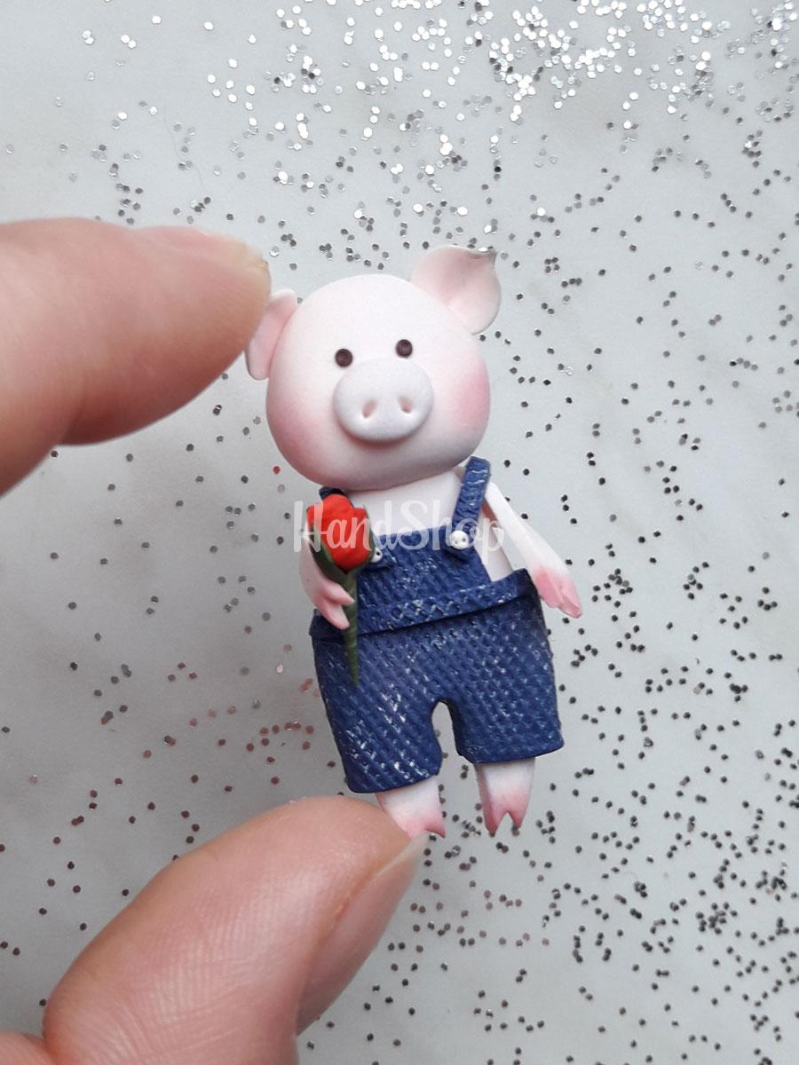 Свинья магнит валентин джентльмен глина Свинья магнит валентин джентльмен глина