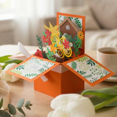 Ексклюзивна 3d листівка коробочка на День Матері квіти