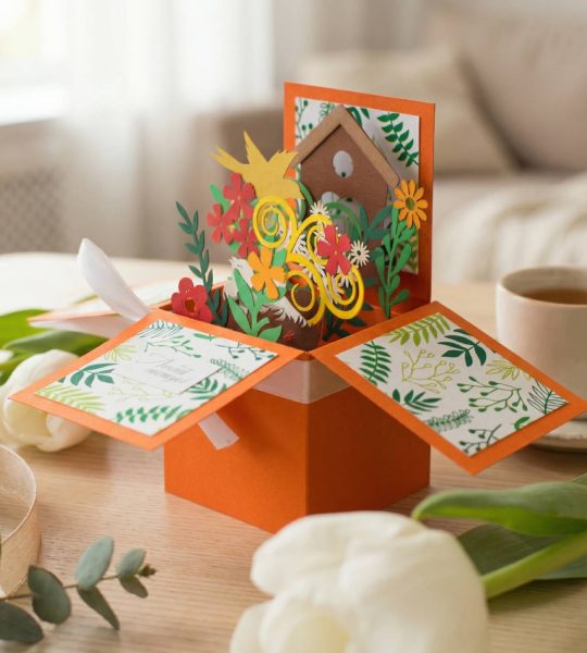 Ексклюзивна 3d листівка коробочка на День Матері квіти