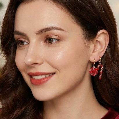 Новорічні сережки льодяники червоні тростинки (на вибір!)