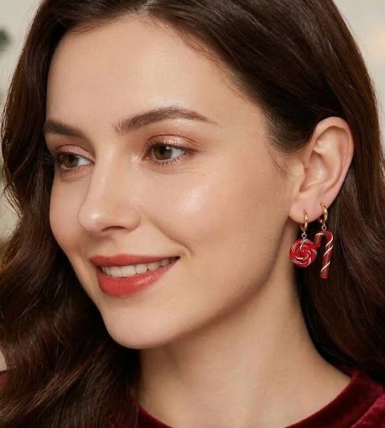 Новорічні сережки льодяники червоні тростинки (на вибір!)