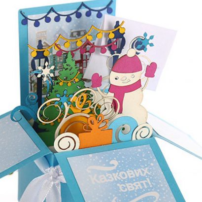 obemnaya korobochka iz kartona 3d rozhdestvo