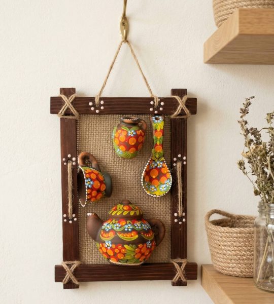 Авторська підвіска панно петриківський розпис дерев'яна рамка