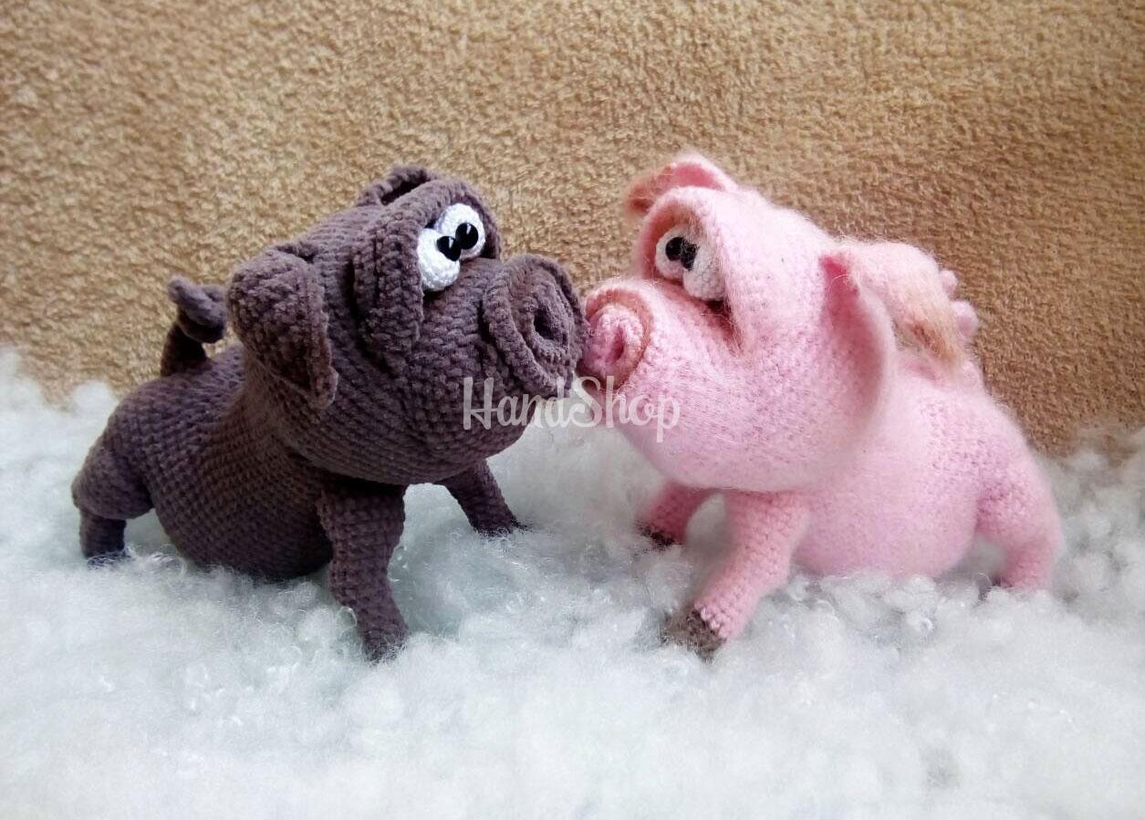 Вязанные игрушки крючком свиньи пара Вязанные игрушки крючком свиньи пара
