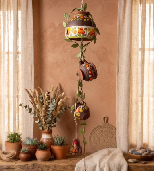 Керамічна підвіска українська хатинка петриківський розпис