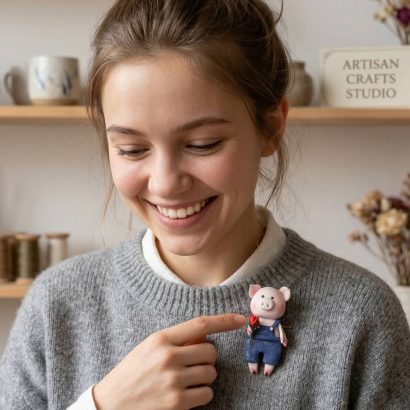 Сувенір магніт свинка валентин джентльмен троянда глина 2026