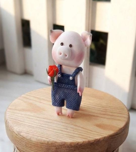 Сувенір магніт свинка валентин джентльмен троянда глина 2026