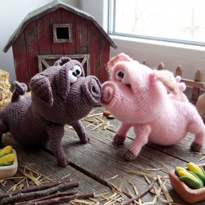 В'язані іграшки гачком сувенірні поросята пара, 2 шт